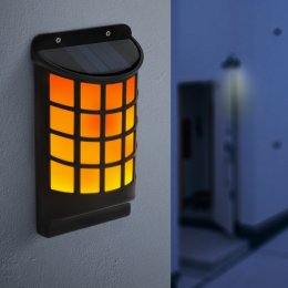 LED-es szolár fali lámpa - lángeffekttel (fekete, rácsos)