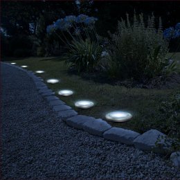 LED-es leszúrható szolár lámpa (kör alakú - hidegfehér - 11 cm)