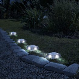 LED-es leszúrható / fali szolár lámpa (négyzet alakú, fém - hidegfehér - 10 x 10 x 2,5 (+11) cm)
