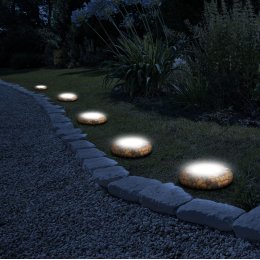 LED-es leszúrható szolár lámpa (köves - melegfehér - 12 x 12 x 2,5 (+11) cm)